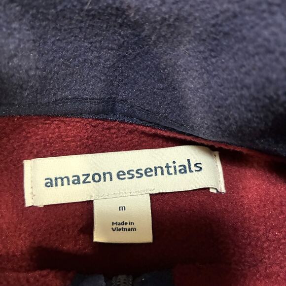 Amazon Essentials Burgundy Navy Blue Full Zip Sherpa Fleece Vest Men's Size M - Picture 6 of 7
